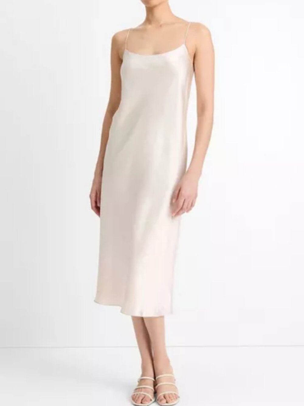 NWT Vince Champagne (Item- 54) Adjustable Spaghetti Straps Satin Midi Dress XS